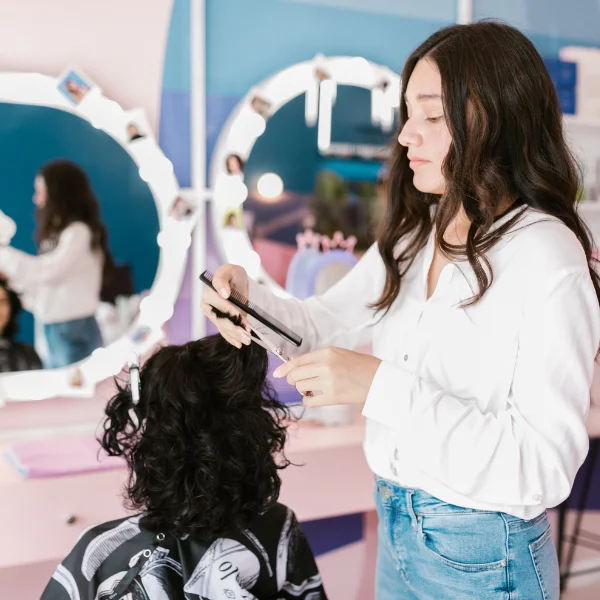 Image of a personal stylist with a client.